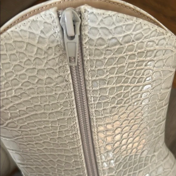 Lulus Eleora Bone Crocodile-Embossed Mid-Calf High Heel Boots - Picture 7 of 9